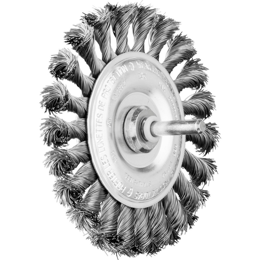 PFERD Rundbürste gezopft RBG aus Stahl mit Schaft-Ø 6 mm und Draht-Ø 0,35 mm, Durchmesser 100 mm, Farbe Silber - Bild 1
