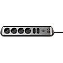 Brennenstuhl estilo Eck-Steckdosenleiste 6-fach mit 2 USB-Ladebuchsen in Schwarz-Silber, L: 36,5 cm, B: 6 cm, T: 11 cm - Bild 4