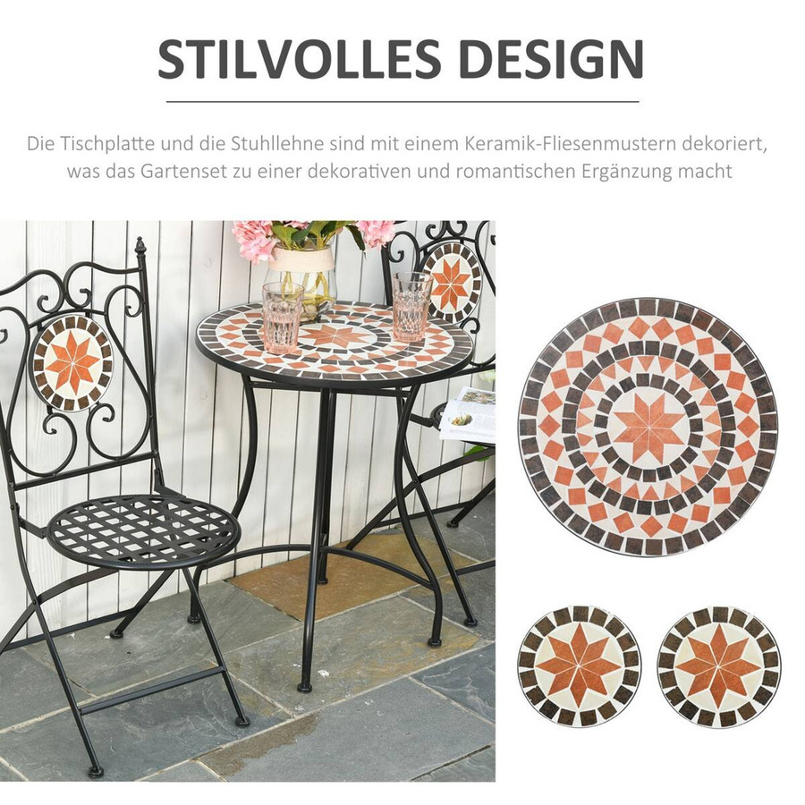 Outsunny Gartenmöbel-Set aus Metall in Bunt und Schwarz - Bild 2