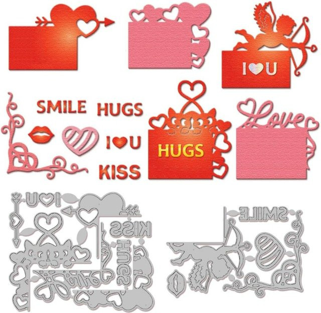 Herz und Amor Eck-Stanzformen aus Carbonstahl für Scrapbooking und DIY-Projekte - Bild 1