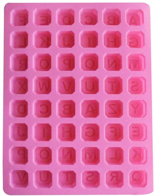 CosyHome Silikonform mit englischen Buchstaben für Fondant, Kuchen, Eiswürfel oder Seifen in Pink und Grau - Bild 1