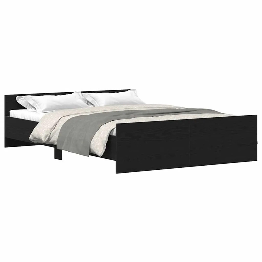 vidaXL Bettgestell ohne Matratze in Schwarz und Eichen-Optik, B/T/H: 120 x 200 x 123 cm - Bild 2