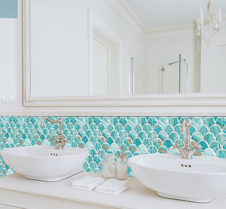 10 Stück Mosaik Wandaufkleber Sea of flowers aus PVC für Küche und Badezimmer - Bild 3