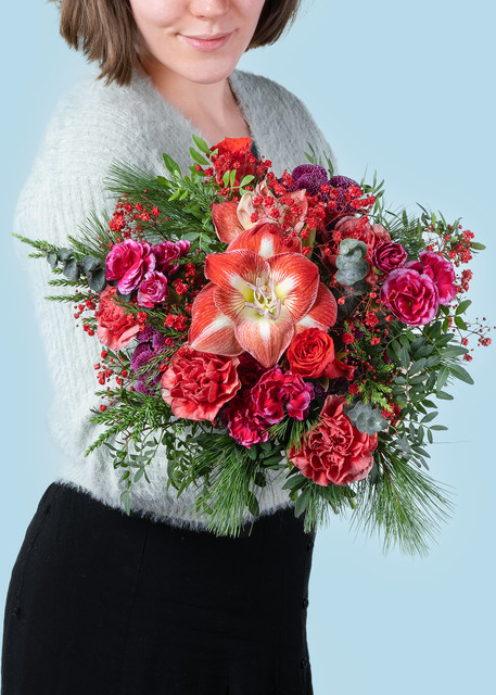 BLUME2000 Amarylliszauber Arrangement Amaryllis red L Weihnachtszeit - Bild 1