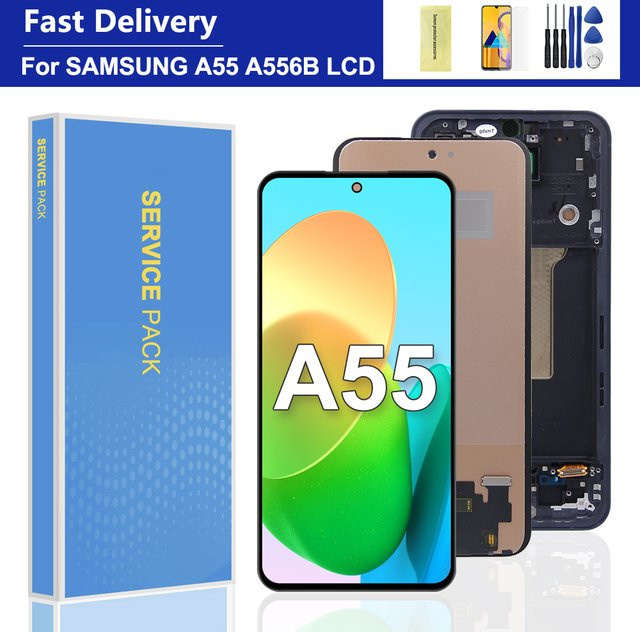 Samsung A55 5G LCD Display mit Touchscreen Digitizer und Rahmen in Schwarz, 6.6 Zoll - Bild 1