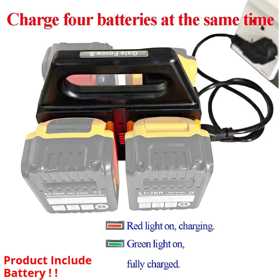 4-Bay-Schnellladestation in Schwarz für Dewalt 18V 20V und Makita 18V Li-Ion Akkus mit EU/US-Stecker - Bild 2