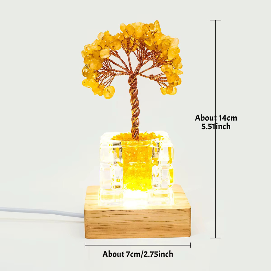 Runyangshi Kristallbaum-Ornament mit Glas-Basis als dekoratives Nachtlicht für deinen Desktop - Bild 2