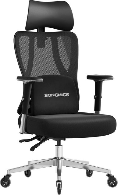 Songmics Ergonomischer Bürodrehstuhl mit Kopfstütze und Armlehnen in Schwarz, Höhe: 136 cm - Bild 1