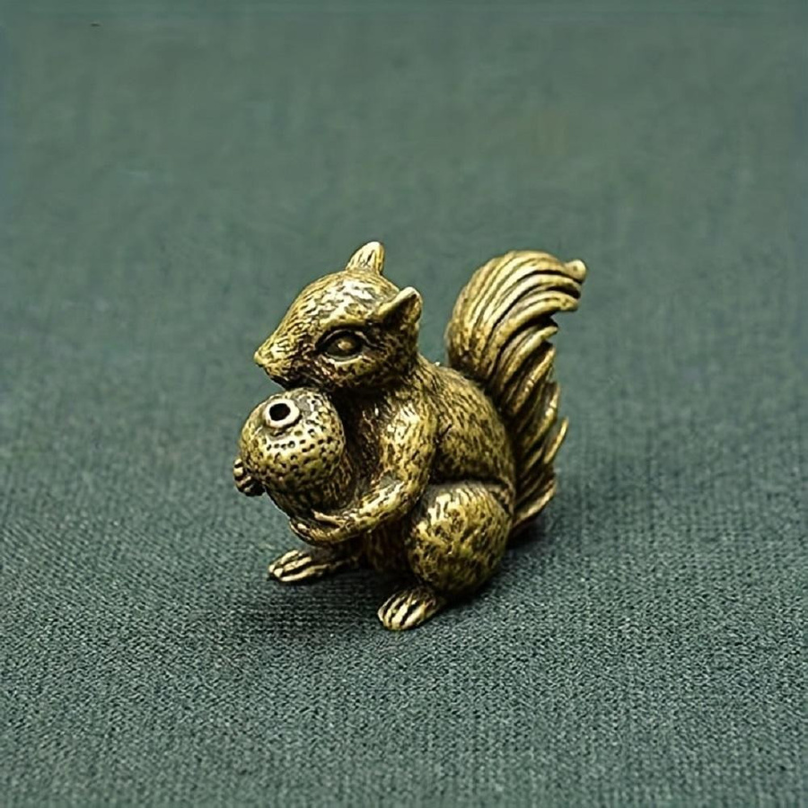 Antikes Eichhörnchen-Ornament aus Messing und Kupfer in Gold von Yiran Furniture als Schreibtischdekoration und Räucherstäbchenhalter - Bild 3