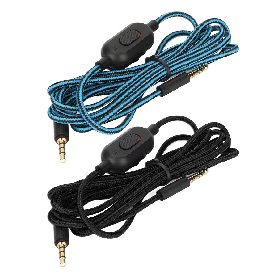 Gaming-Headset-Kabel für Logitech G Pro, G Pro X, G433 und G233 mit Lautstärkeregelung und Stummschaltung, schwarz, gewebtes Kopfhörerkabel - Bild 2
