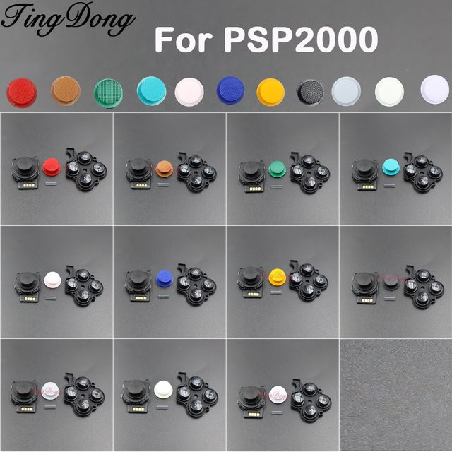 TingDong Ersatzteil-Set für PSP2000 mit 3D Analog Joystick, Backup Rocker Kappe, Leitfähigem Gummi und Action-Tasten in Grau und Multicolour - Bild 1