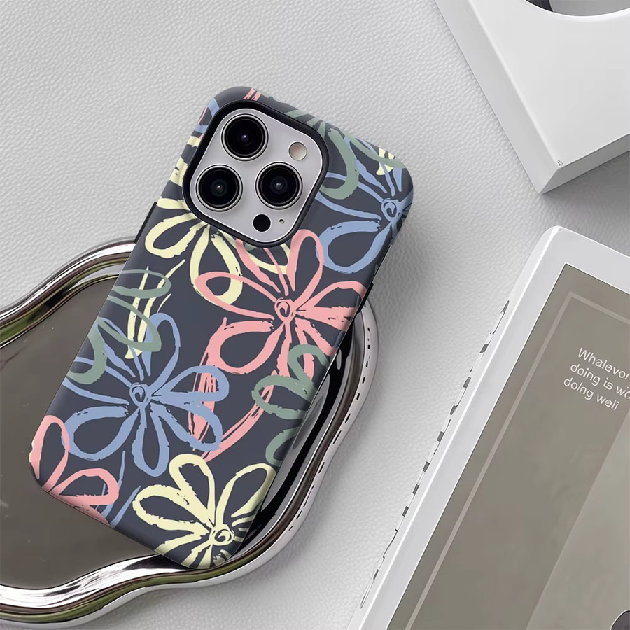 Handyhülle Pastellblumen für Apple iPhone 17 16 15 14 13 12 11 Pro Max Plus mit doppelschichtiger Rückseite in Multicolour - Bild 4