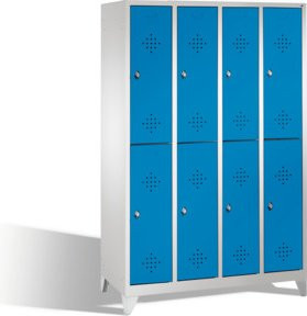 C+P Doppelstockspind Classic auf Füßen mit 8 Fächern, Front Lichtblau und Korpus Lichtgrau, H: 185 cm, B: 119 cm, T: 50 cm - Bild 1