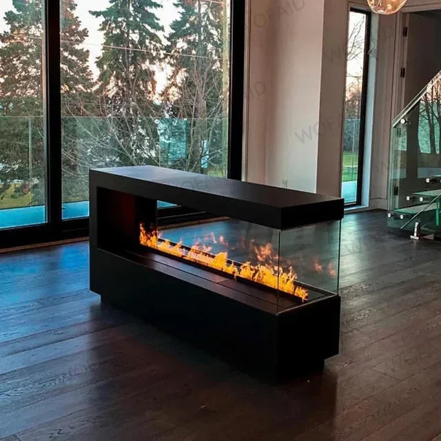 WOFAID Elektrischer Kamin mit künstlichen Flammen und Luftbefeuchter, ultradünnes Design als TV-Ständer für dein Wohnzimmer, Schwarz - Bild 1