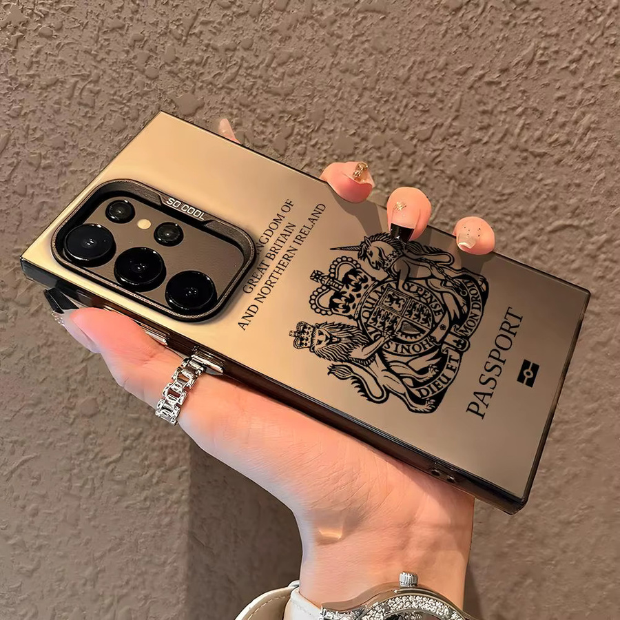 Silberne Silikon Handyhülle im Britischen Reisepass-Design für Samsung Galaxy S25 Edge S24 S23 S22 S21 S20 Ultra - Bild 2
