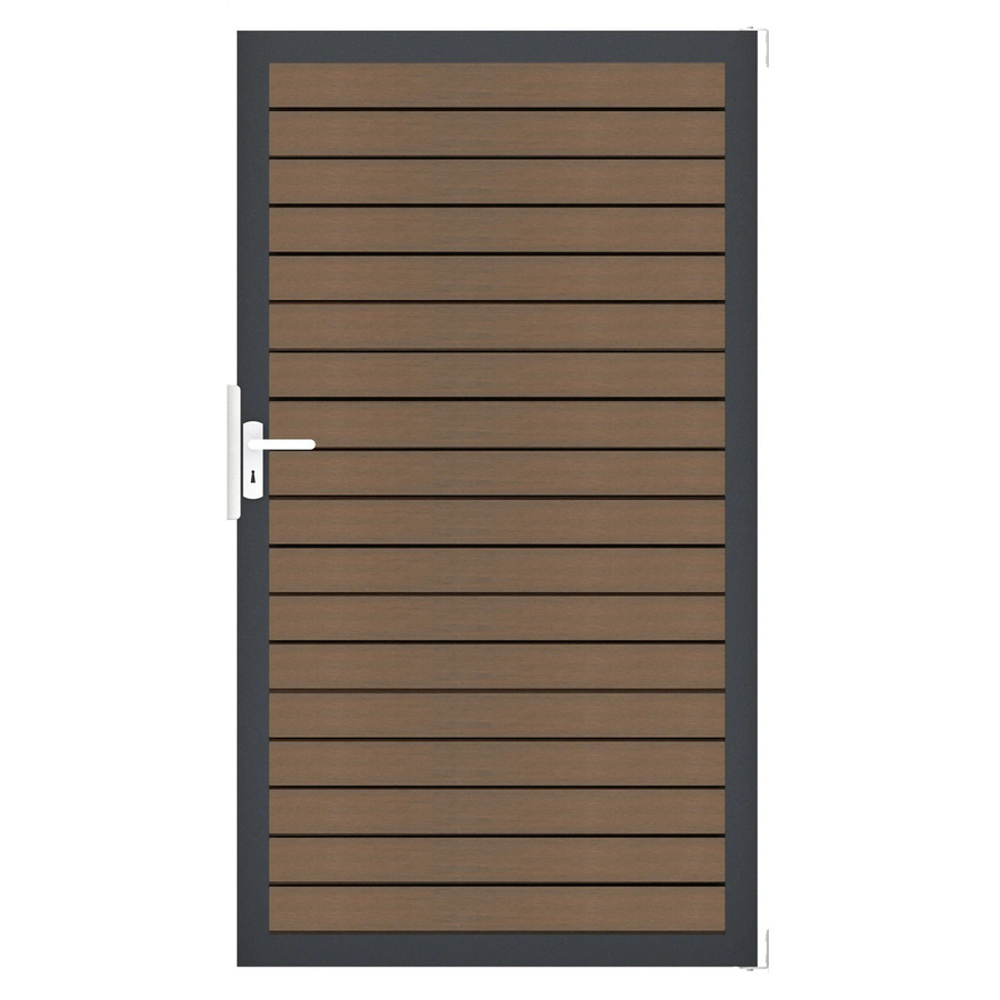 GroJa einflügeliges Gartentor Solid Rhombus in Teak Co-Extrudiert, Farbe Braun, B: 154 cm x H: 180 cm - Bild 2