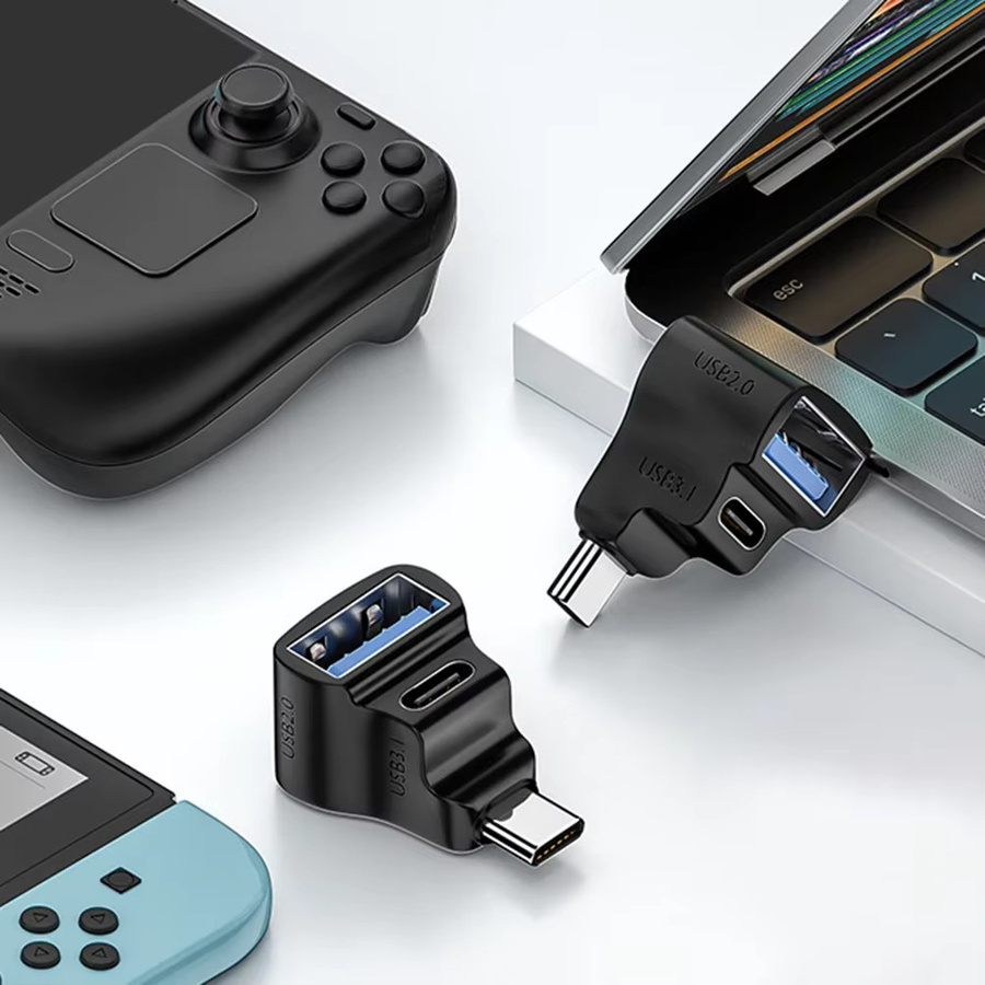 USB-C-Adapter mit 360-Grad-Winkel für Asus ROG Ally, 20 Gbit/s, 8K 60Hz und 180W PD, Schwarz - Bild 2