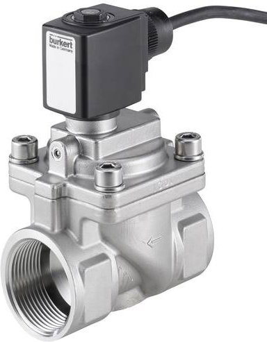 Bürkert Membranventil 349750 6281 in Silber, Messing, 230V, G 1 1/4, Nennweite 25mm, servogesteuert - Bild 1