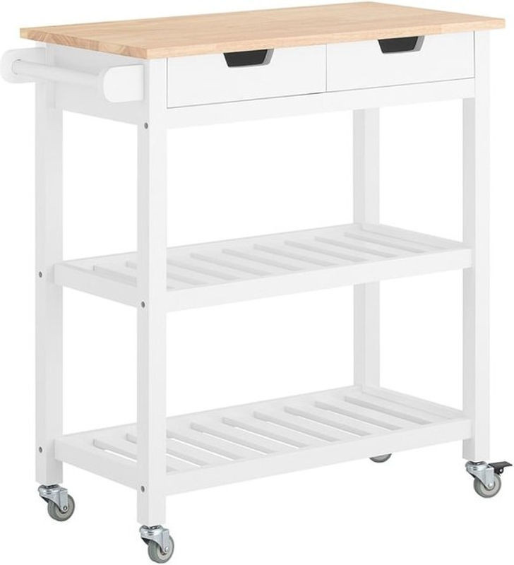 SoBuy Kücheninsel aus Holz mit 2 Schubladen in Weiß, Modern, B/T/H: 84 x 39 x 89 cm - Bild 1
