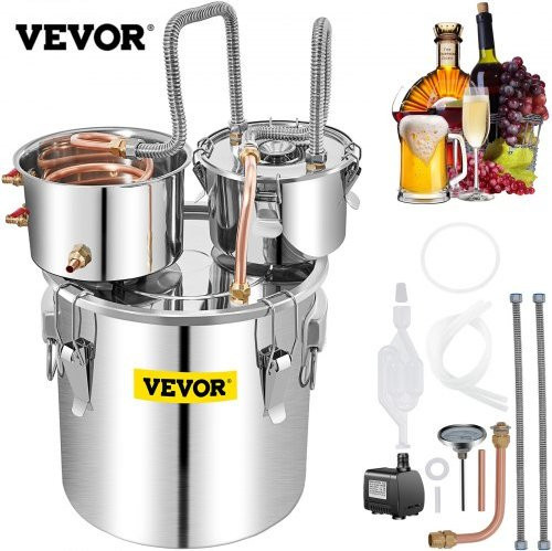 VEVOR Distillieranlage Moonshine aus Edelstahl mit doppelter Kondensatpumpe, 50 l, Silber - Bild 1