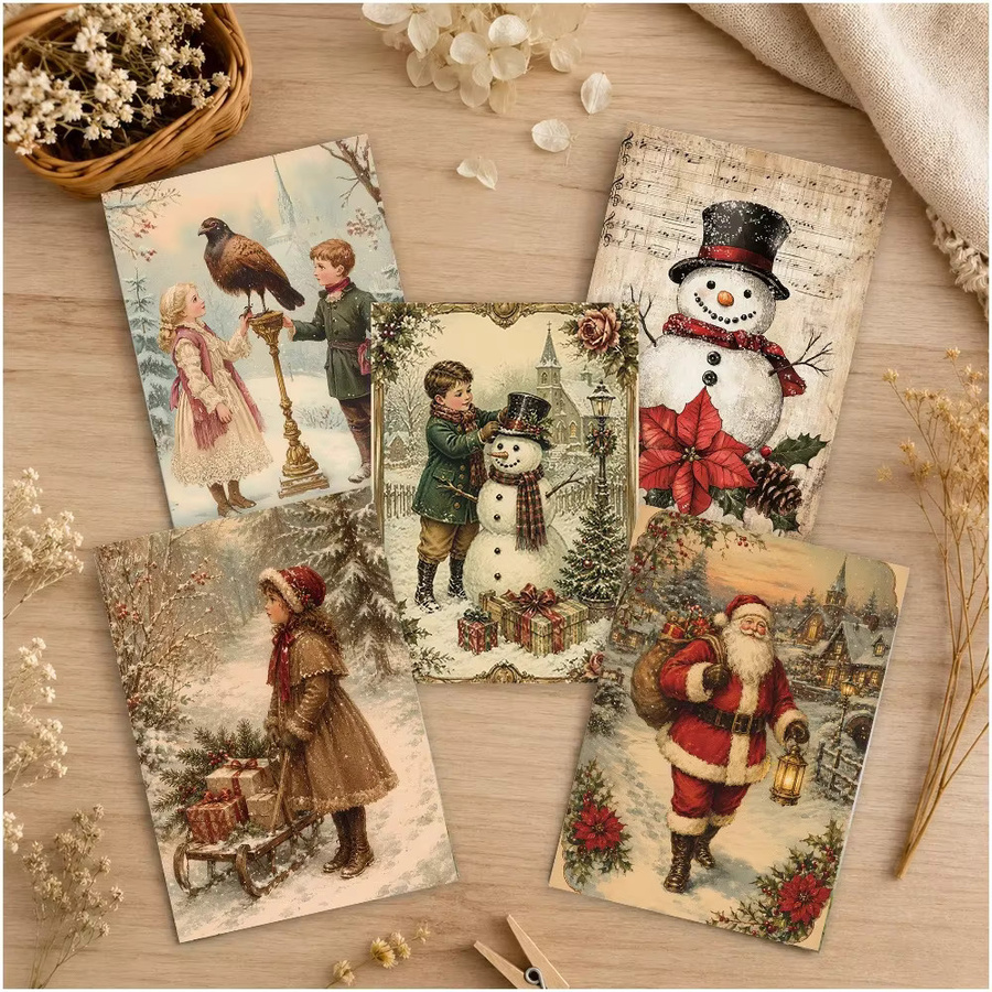 32 Stück Vintage-Postkarten mit Weihnachtsmotiven in Multicolour aus Papier - Bild 3