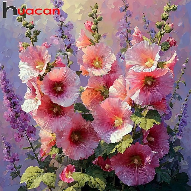 Huacan 5D-Diamantgemälde Blume zum Selbermachen, florale Diamant-Stickerei in Multicolour, rund - Bild 1