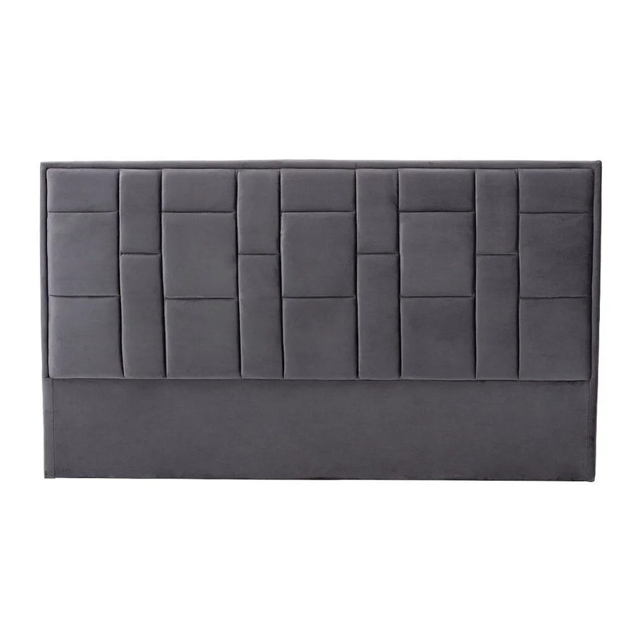 Vente-unique Bettkopfteil Hermine in Grau, Art Deco Design aus Samt und Holz, Breite: 180 cm, Höhe: 110 cm, Tiefe: 8 cm - Bild 2