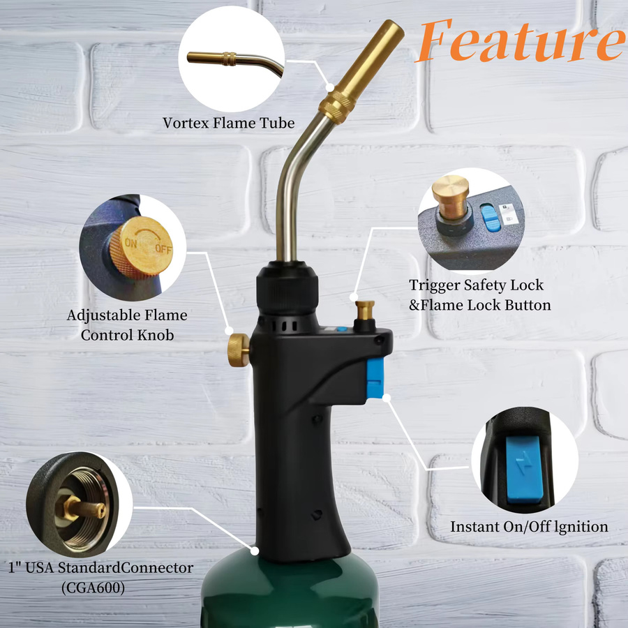 YDONGTLOGY Handheld Propan Fackel Kopf für MAPP Gas als Gas Brenner zum Schweißen, Löten und Härten - Bild 3