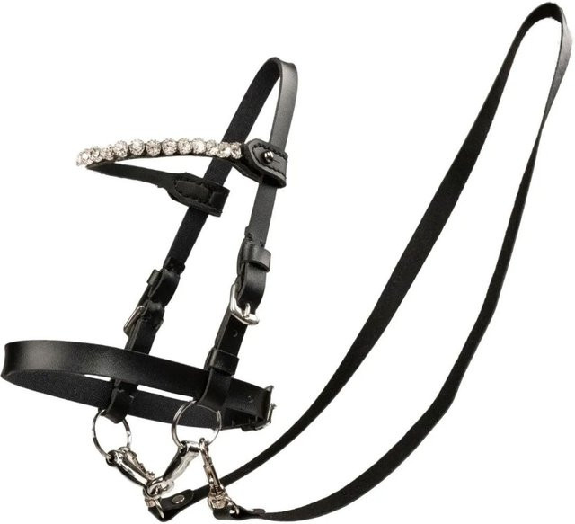 My Hobby Horse Zaumzeug für Steckenpferde, Schwarz mit Silbernen Steinen - Bild 1