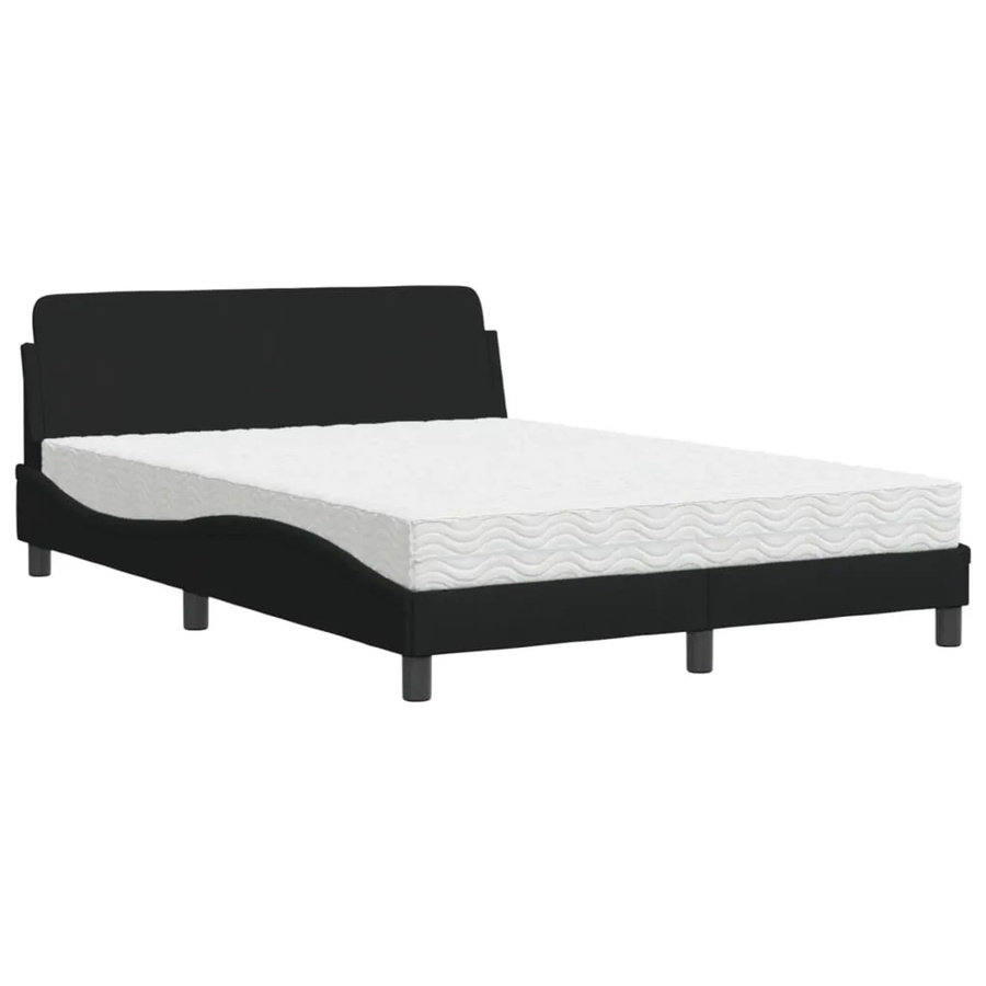 vidaXL Bett mit Matratze in Schwarz aus Kiefernholz und Stoff mit Schaumstofffüllung B/T/H: 120 x 200 cm - Bild 2