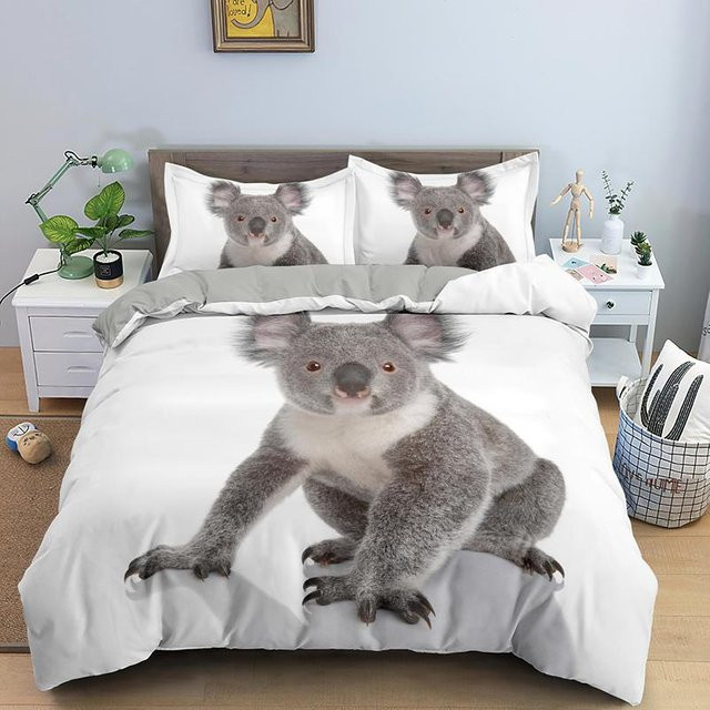 Bettwäscheset mit Cartoon Koala Motiv von Lodestar, weißes Microfaser-Bettwäscheset bestehend aus Bettbezug und Kissenbezug, B/H: 172 x 218 cm - Bild 1