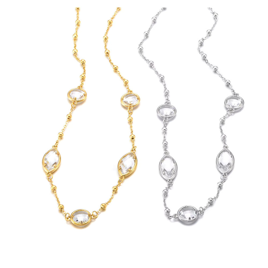 Lokaer Halskette mit Augenform-Zirkon-Anhänger, Edelstahl, Gold, Damen - Bild 2