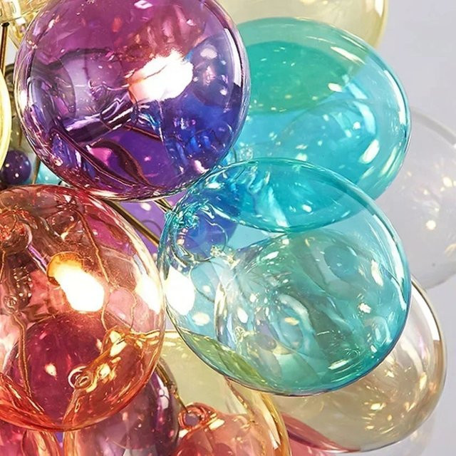 JIANKEXING Bubble-Hängeleuchter aus Glas und Metall in Multicolour mit silbernen Akzenten für dein Wohnzimmer oder Schlafzimmer - Bild 1