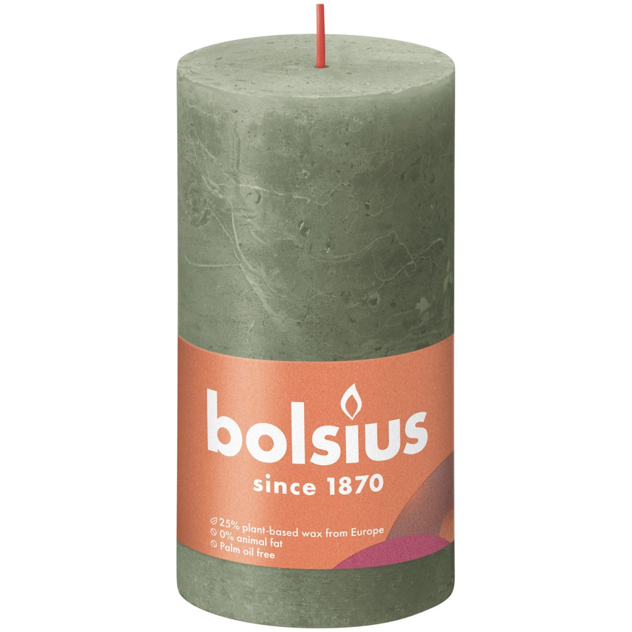Bolsius Rustik-Kerze Shine Frische Olive, Farbe: Grün/Olive, Durchmesser: 68 mm, Höhe: 130 mm - Bild 2