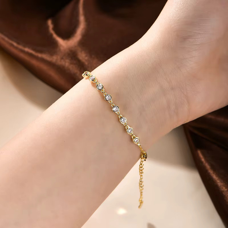OXTAO Armband, 14 Karat Gold gefüllt, Zirkonia, Damen - Bild 1