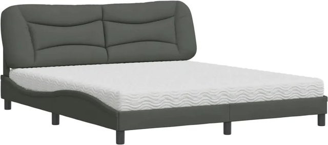 vidaXL Bett mit Matratze in Grau aus Stoff und Kiefernholz, B/T: 180 x 200 cm - Bild 1