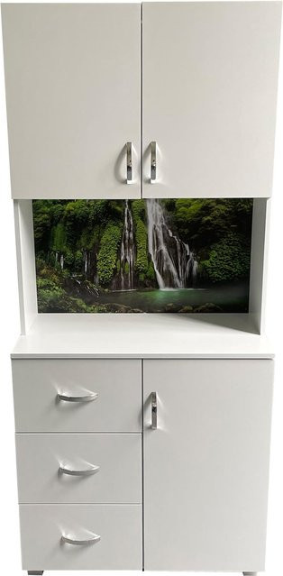 HTI-Living Badschrank Blanca Wellness Motiv Wasserfall in Weiß - Bild 1
