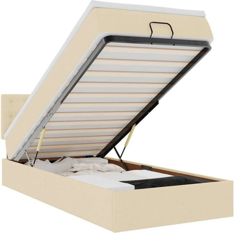 Modernes Polsterbett Ottomane von vidaxl mit Matratze und LED-Beleuchtung in Beige, B/T/H: 90 x 200 x 88 cm - Bild 1