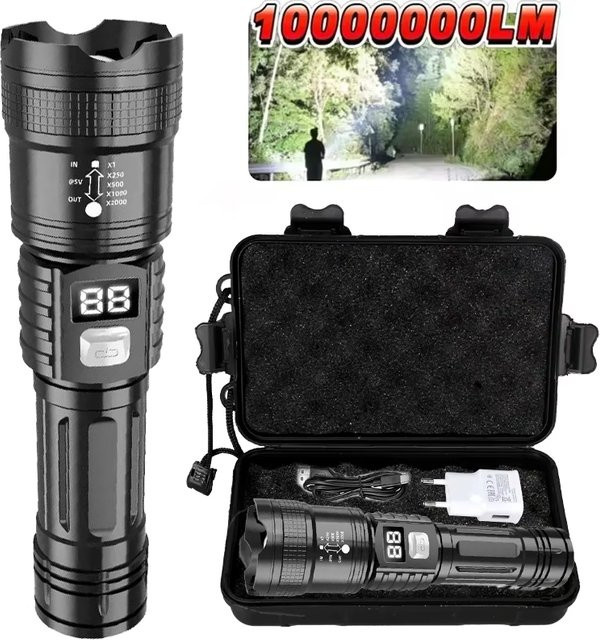 BALDR Taktische LED-Taschenlampe in Schwarz, wiederaufladbar und wasserdicht aus Aluminium - Bild 1