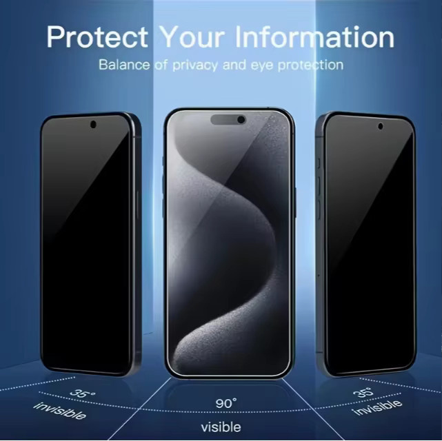 CEYYOR 2er-Pack Blickschutz-Displayschutzfolien aus gehärtetem Glas für iPhone 17 Pro Max, 17 Pro, 17, 16 Pro, 16, 15 Pro Max, 15, 14, 13 Pro, 13, 12 und Plus Serie, transparent - Bild 2