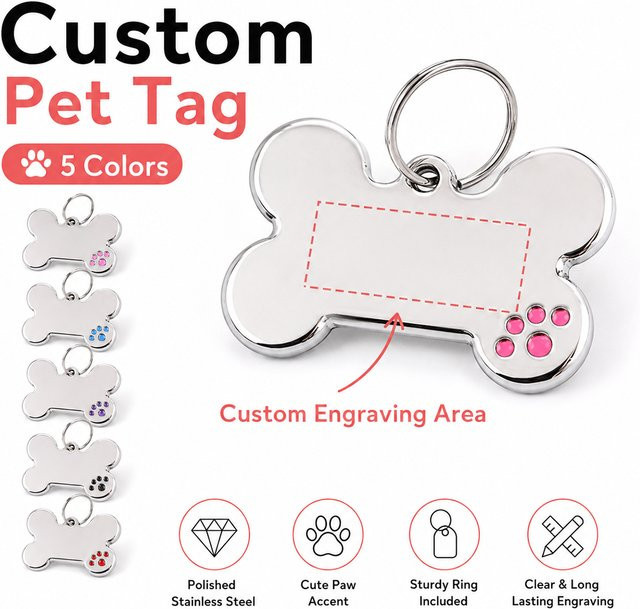 Hundemarke Knochenform, Krallen-Design, personalisiert - Bild 1