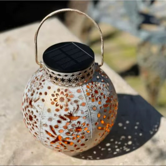 FREEPOWER Solar LED Gartenlaterne Runde Hängelampe mit Warmweißem Licht und IP65 Wasserdichtigkeit in Weiß - Bild 5