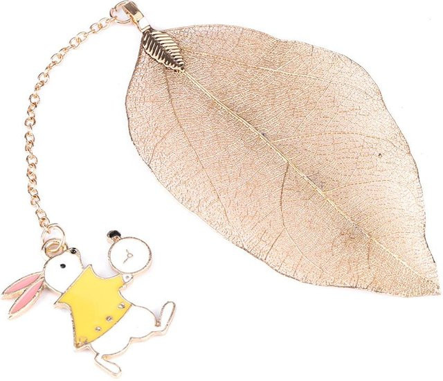 Neoglint Lesezeichen mit Anhänger, Gold, Metall, Hase, Unisex - Bild 1