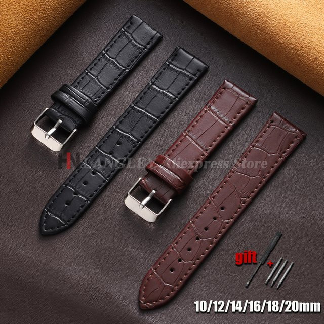 Uhrenarmband Leder, Bambusmuster, Unisex, Schwarz - Bild 1