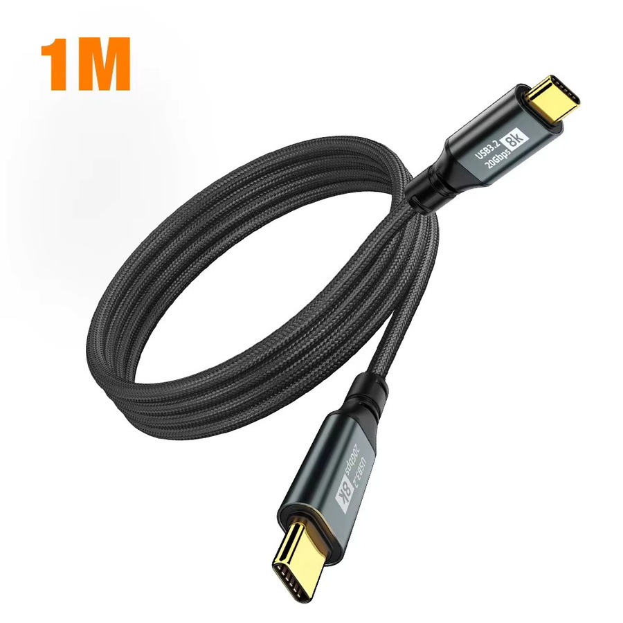 NNBILI USB-C auf USB-C Kabel Thunderbolt 3 USB 3.2 20 Gbit/s 8K@60Hz Schwarz - Bild 7