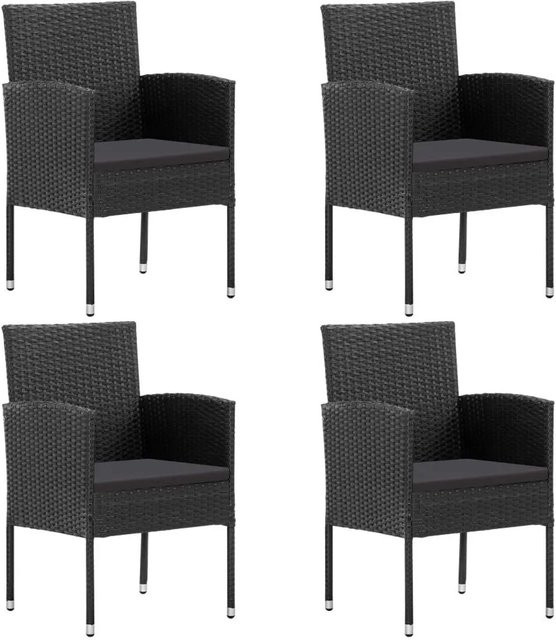 Furnicato Gartenstuhl aus Polyrattan in Schwarz mit Armlehnen und Polsterung, B/T/H: 52 x 56 x 88 cm - Bild 1