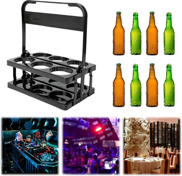 APWIKOGER Tragbarer Getränketräger mit Griff, faltbarer Getränkehalter für Bier und Kaffee, Schwarz - Bild 1