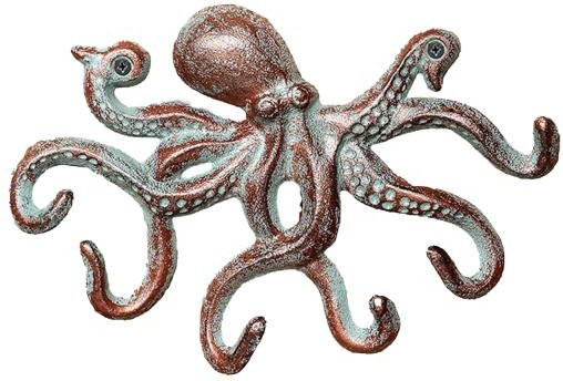 AtticusFox Wandmontierter Oktopus Kleiderhaken aus Gusseisen in Braun und Multicolour - Bild 1