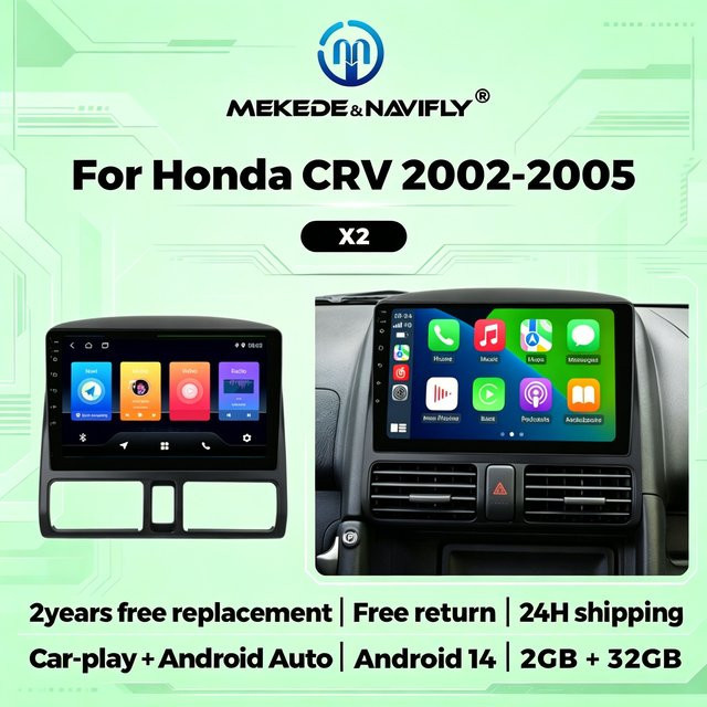 STRONGNAVI 2 DIN 9 Zoll Autoradio Stereo Multimedia-Player für Honda CR-V 2001-2006 mit kabellosem CarPlay, Android Auto, GPS und Bluetooth in Schwarz - Bild 1
