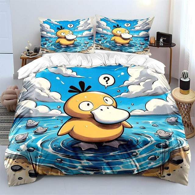 Allbestart Bettwäscheset Pokemon Enton mit Bettbezug und 2 Kissenbezügen, Blau, B/H: 135 x 200 cm - Bild 1